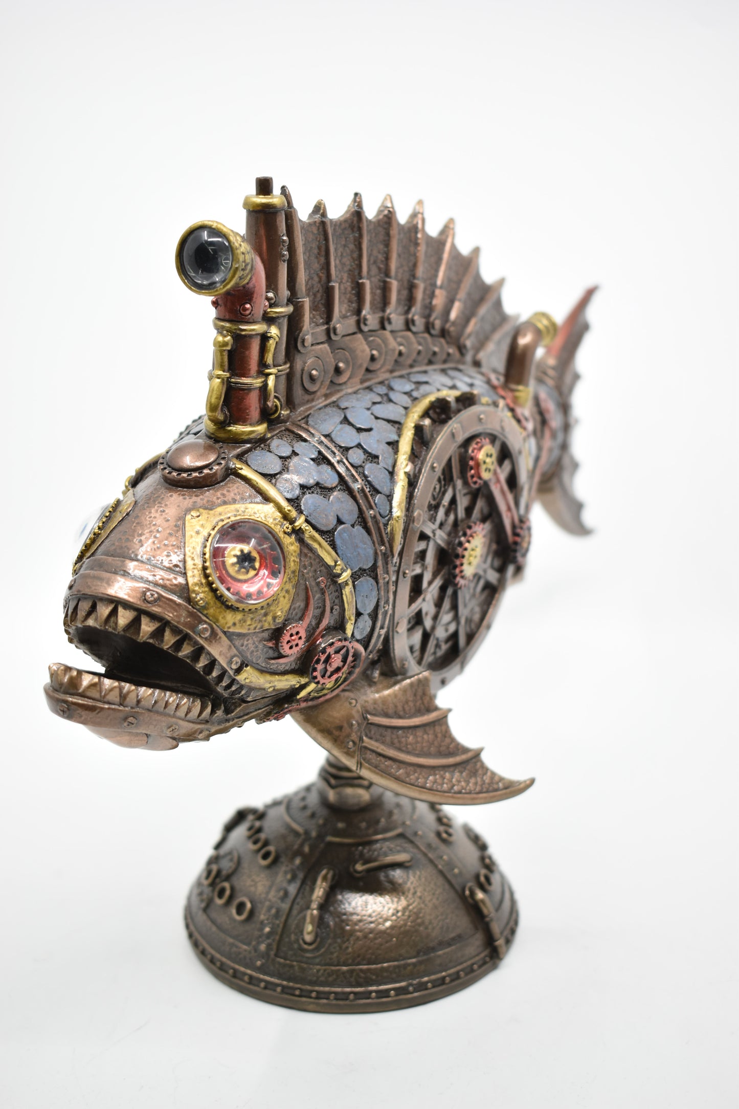 Steampunk Balık Dekoratif Heykel | Mekanik Denizcilik Koleksiyon Figürü 31 cm