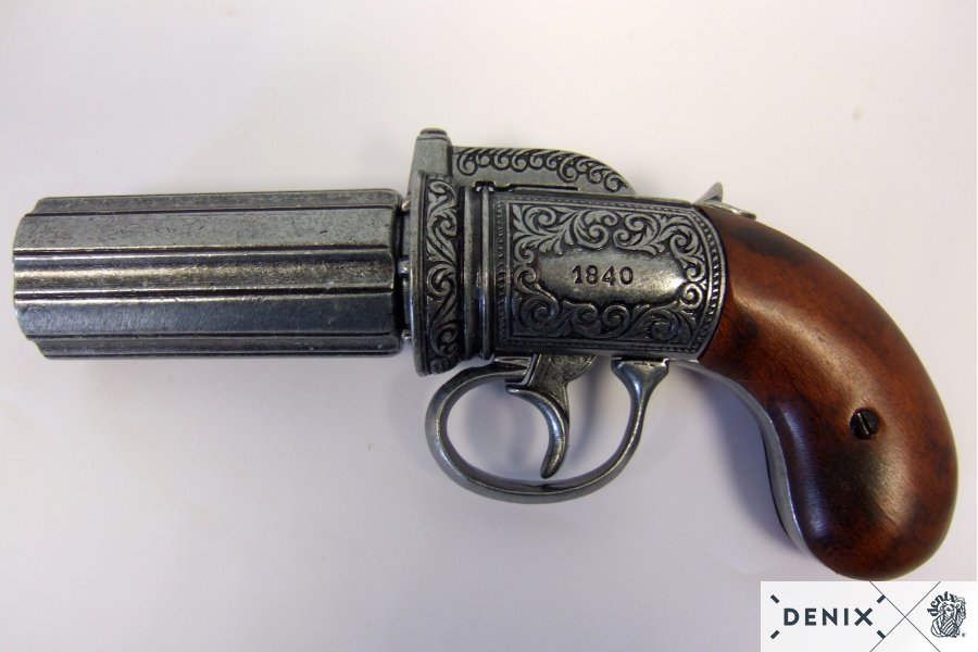 Denix 6 Barrels Pepper-Box Revolver Replica Pistol, England 1840