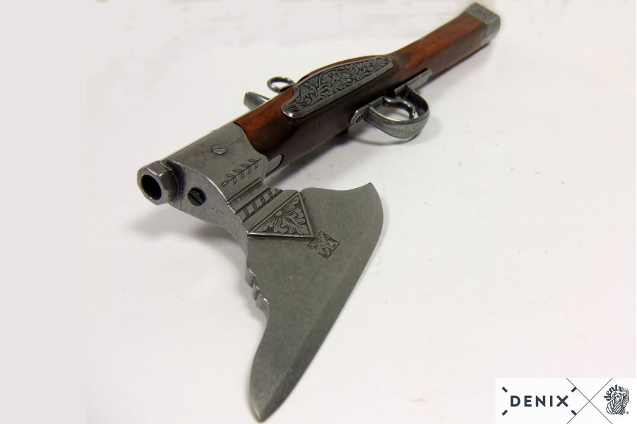 Denix 17. Yüzyıl Alman Balta Tabanca (Axe Pistol) Replikası – Flintlock Dekoratif Silah