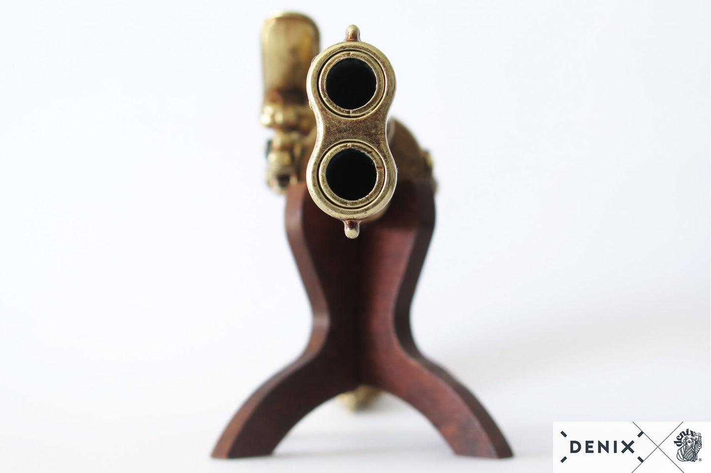 Denix Revolving 2-Barrel Flintlock Pistol Replica, France 18th C.