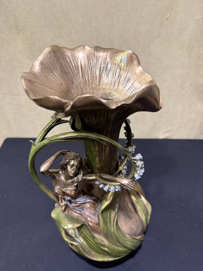 Sümbüllü Peri Dekoratif Vazo | Art Nouveau Çiçek Vazosu 38,5 cm