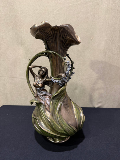 Sümbüllü Peri Dekoratif Vazo | Art Nouveau Çiçek Vazosu 38,5 cm