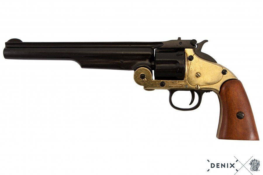 Denix Smith & Wesson Schofield .45 Revolver Replica – 1875 American Wild West Decorative Pistol