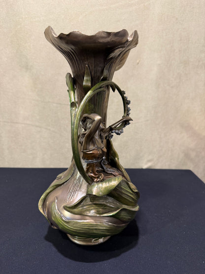 Sümbüllü Peri Dekoratif Vazo | Art Nouveau Çiçek Vazosu 38,5 cm