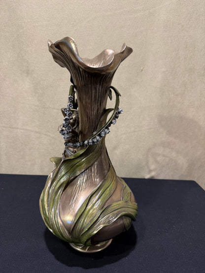 Sümbüllü Peri Dekoratif Vazo | Art Nouveau Çiçek Vazosu 38,5 cm