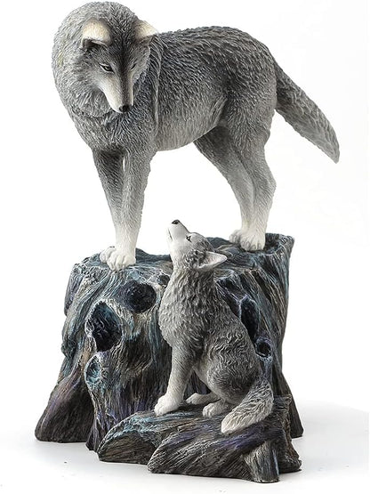Veronese Design Wolf and Cub Decorative Figurine 24.5 cm