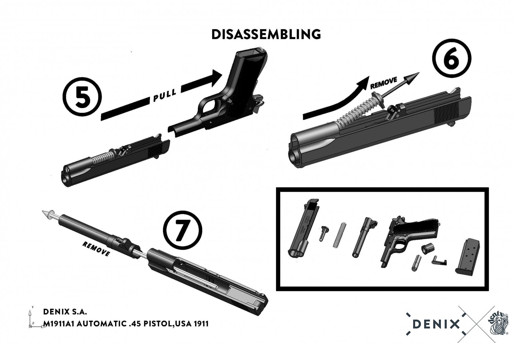 Denix Automatic .45 pistol M1911A1 Replika Tabanca,USA 1911 (WWI & II)