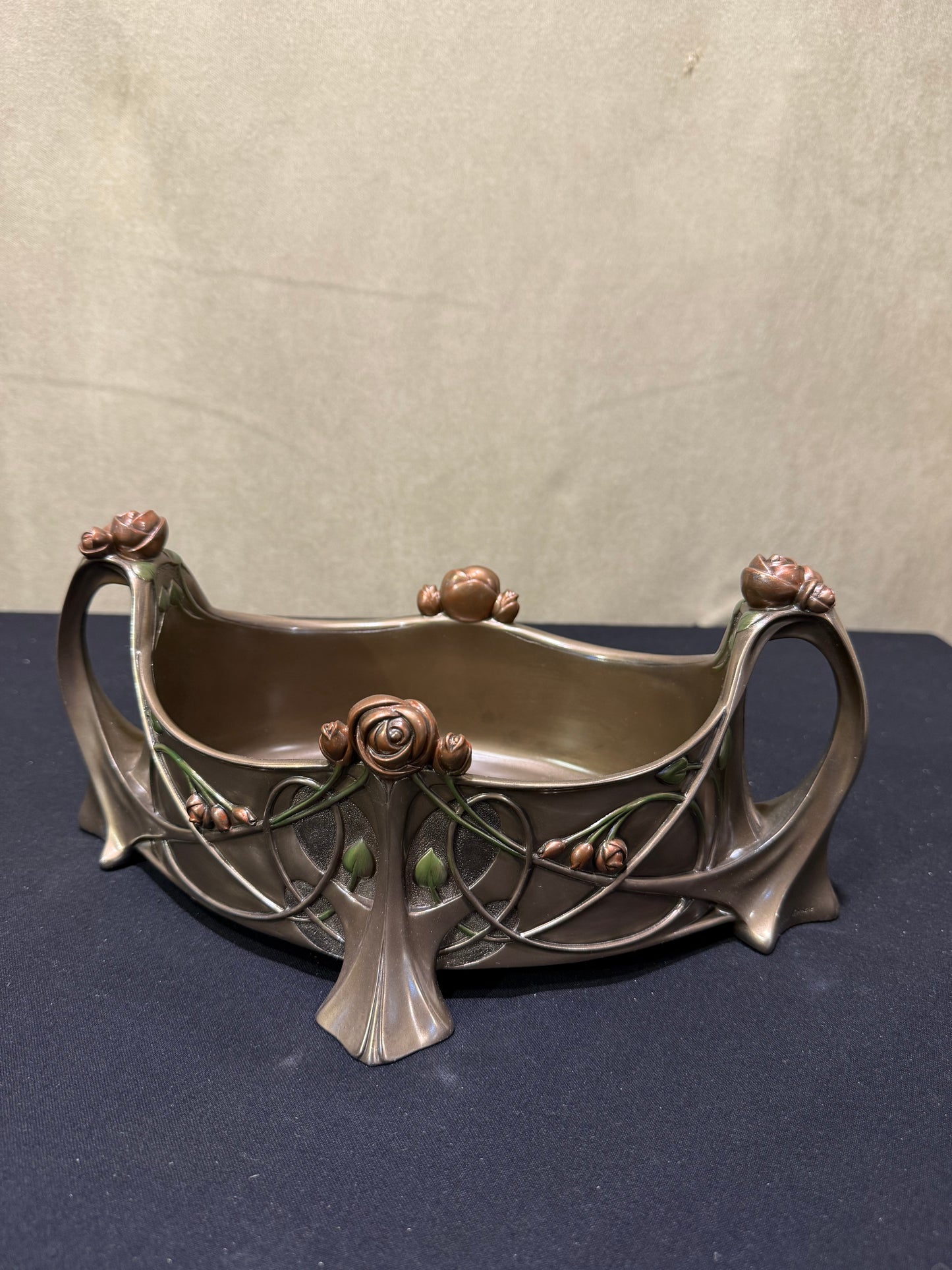 Çiçekli Dekoratif Bowl | Art Nouveau Meyvelik ve Sunum Kasesi 31,5 cm