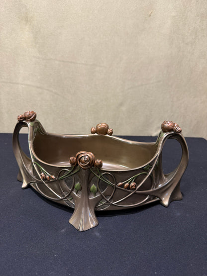 Çiçekli Dekoratif Bowl | Art Nouveau Meyvelik ve Sunum Kasesi 31,5 cm