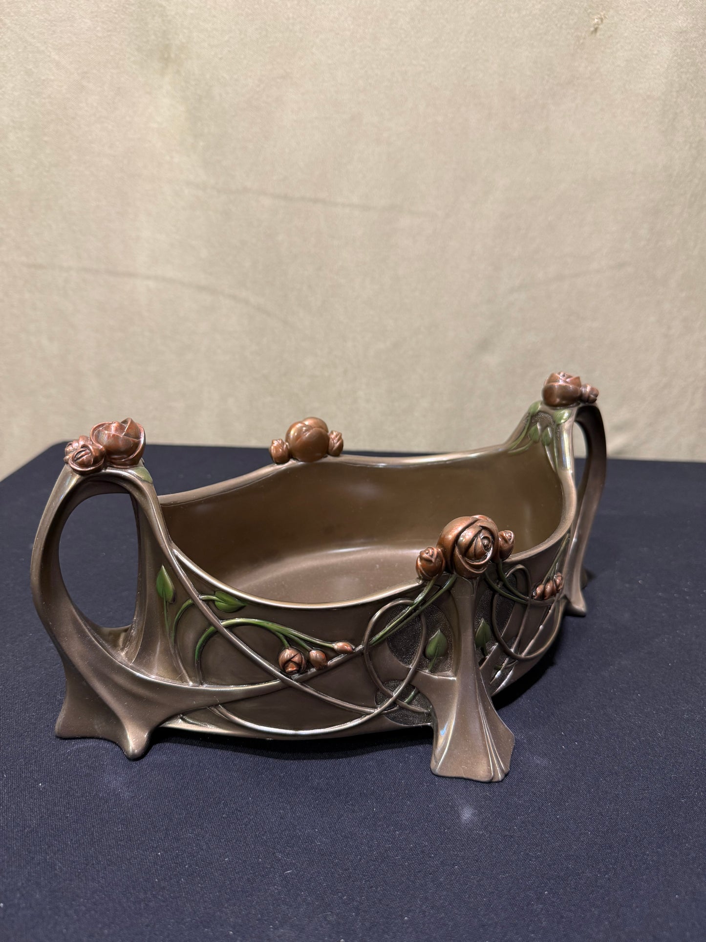 Çiçekli Dekoratif Bowl | Art Nouveau Meyvelik ve Sunum Kasesi 31,5 cm