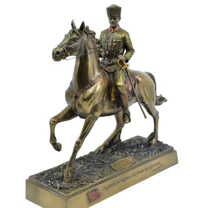 Veronese Atatürk Cavalry Statue Bronze Look Decorative Figurine 28.5 cm