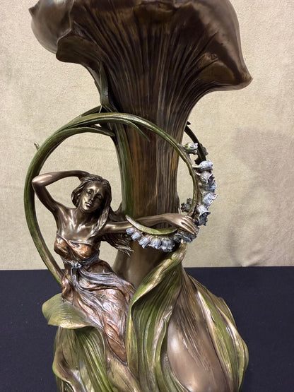 Sümbüllü Peri Dekoratif Vazo | Art Nouveau Çiçek Vazosu 38,5 cm