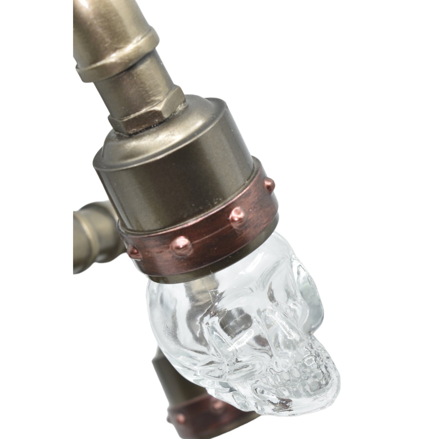 Steampunk Işıklı Masa Saati Cold Cast Resin El Boyaması 43 cm