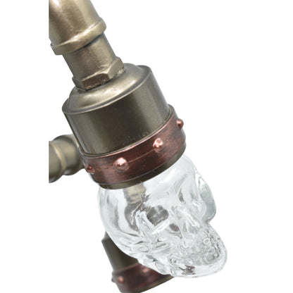 Steampunk Işıklı Masa Saati Cold Cast Resin El Boyaması 43 cm