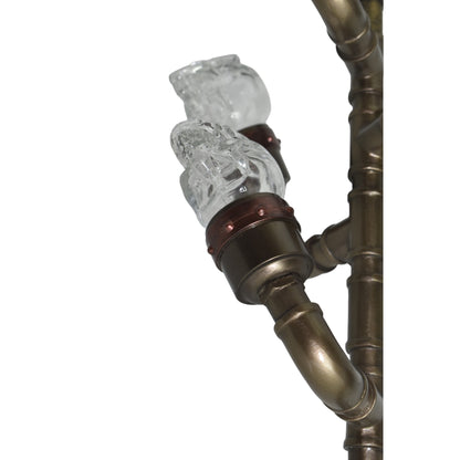 Steampunk Işıklı Masa Saati Cold Cast Resin El Boyaması 43 cm