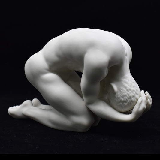 Diz Çökmüş Erkek Figürü | Modern Sanatsal Body Biblo 22 cm