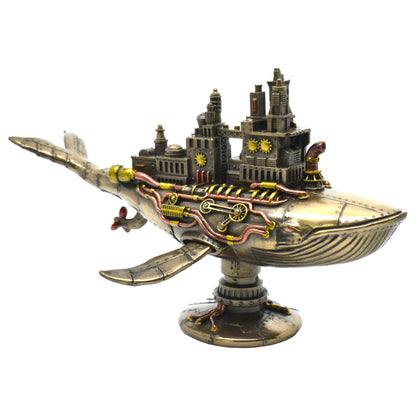 Galaktik Balina Dekoratif Heykel | Soğuk Döküm Reçine El Boyaması Steampunk Biblo 28,5 cm