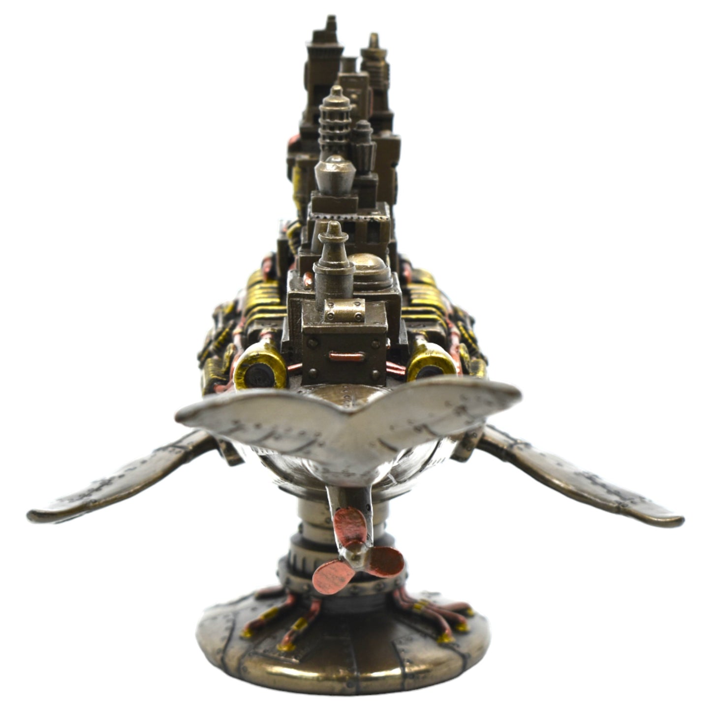 Galaktik Balina Dekoratif Heykel | Soğuk Döküm Reçine El Boyaması Steampunk Biblo 28,5 cm