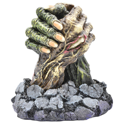 Zombi Tutuşan El Dekoratif Biblo Cold Cast Resin El Boyaması 13 cm