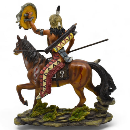 Atlı Yerli Savaşçı Dekoratif Heykel | At Üzerinde Yerli Savaşçı Figürü 28 cm