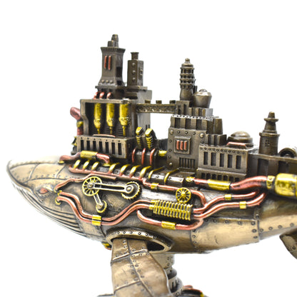 Galaktik Balina Dekoratif Heykel | Soğuk Döküm Reçine El Boyaması Steampunk Biblo 28,5 cm