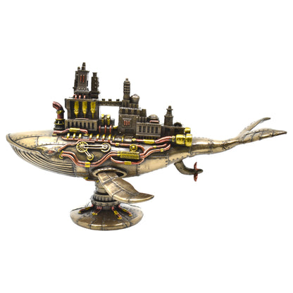 Galaktik Balina Dekoratif Heykel | Soğuk Döküm Reçine El Boyaması Steampunk Biblo 28,5 cm