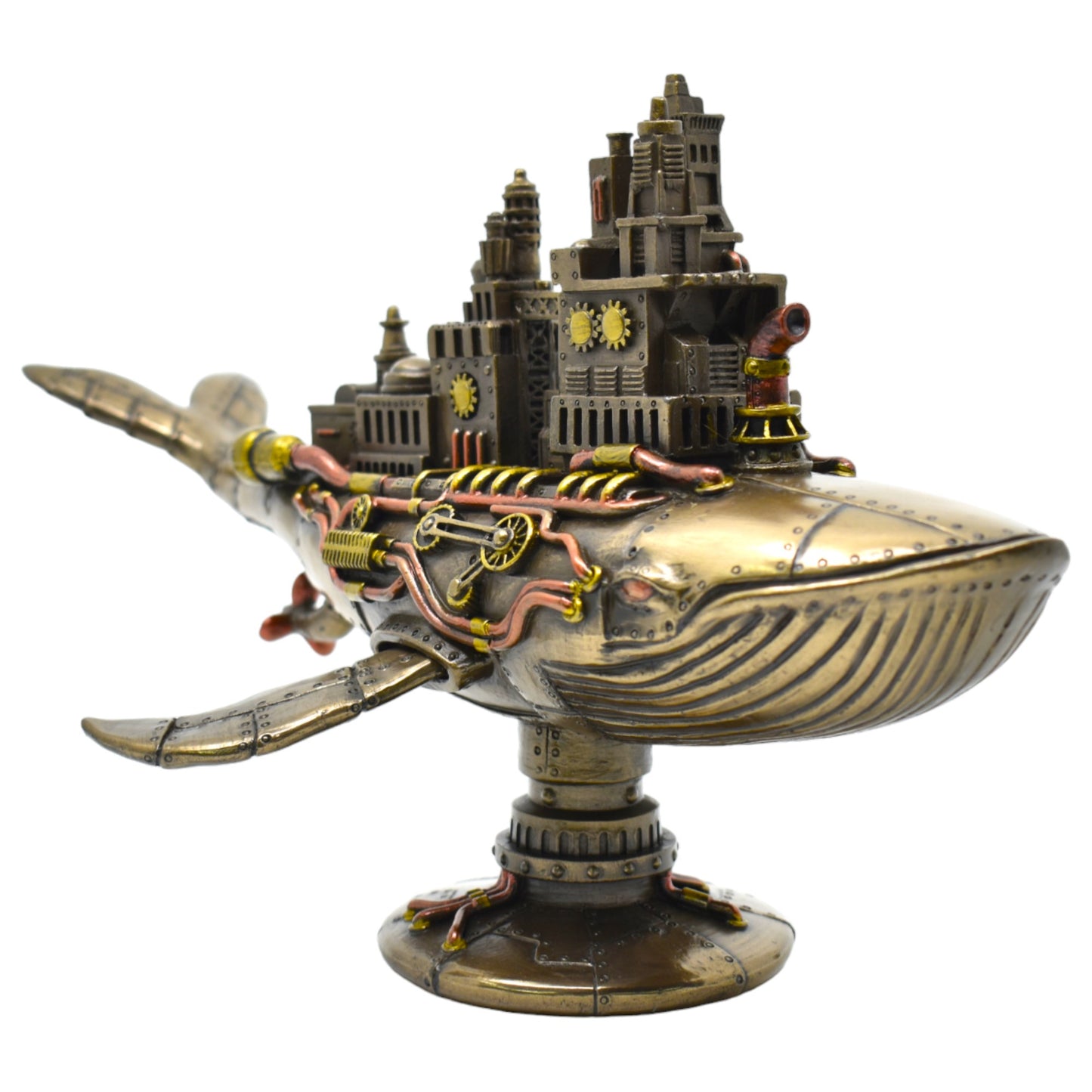 Galaktik Balina Dekoratif Heykel | Soğuk Döküm Reçine El Boyaması Steampunk Biblo 28,5 cm