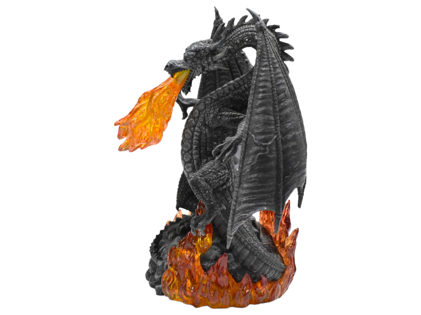 Ejderha Dekoratif Heykel | Soğuk Döküm Reçine El Boyaması Ateş Püskürten Fantastik Biblo 22 cm
