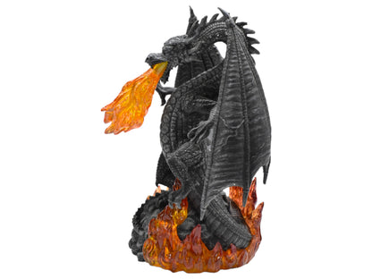 Ejderha Dekoratif Heykel | Soğuk Döküm Reçine El Boyaması Ateş Püskürten Fantastik Biblo 22 cm