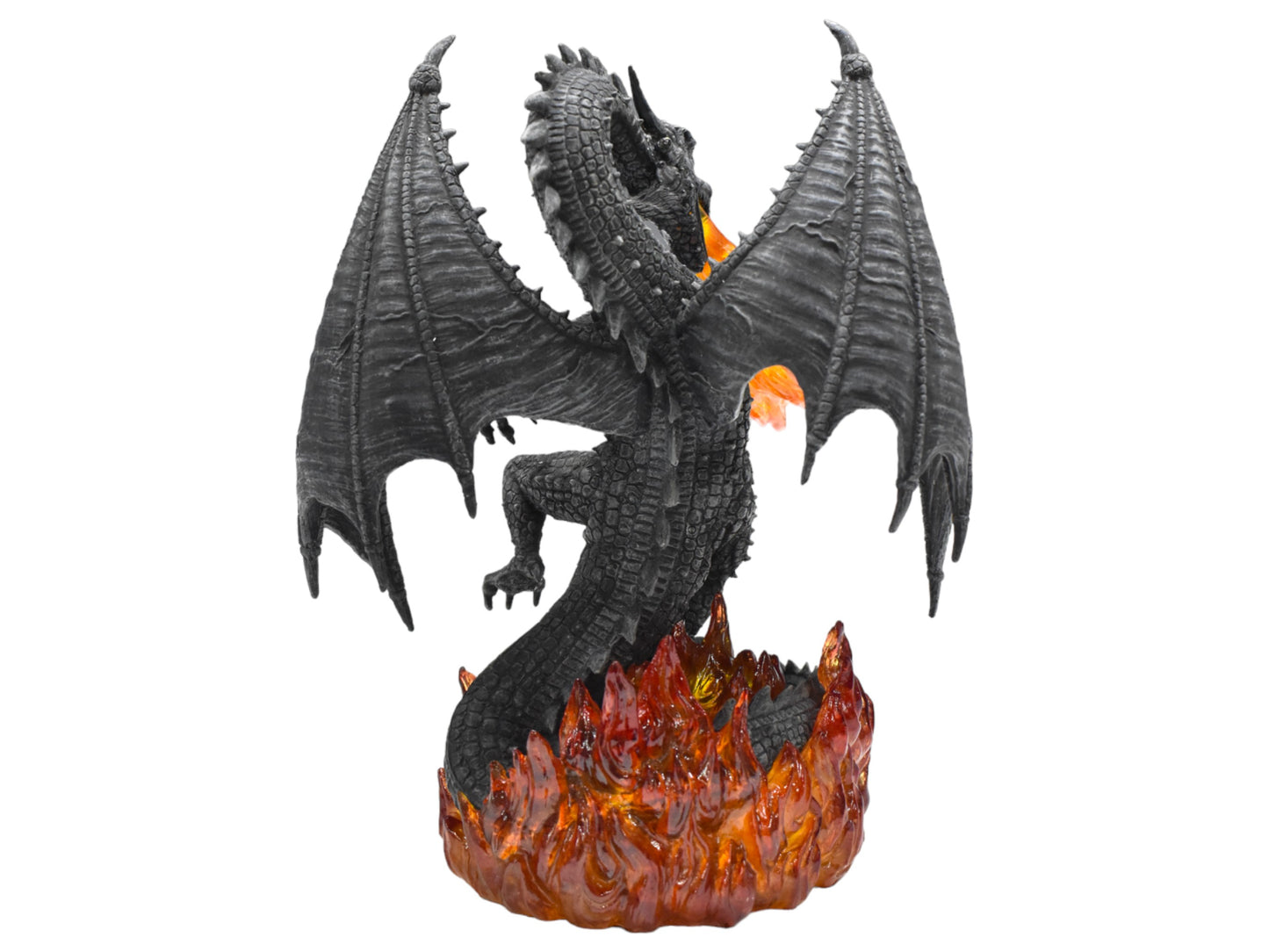 Ejderha Dekoratif Heykel | Soğuk Döküm Reçine El Boyaması Ateş Püskürten Fantastik Biblo 22 cm
