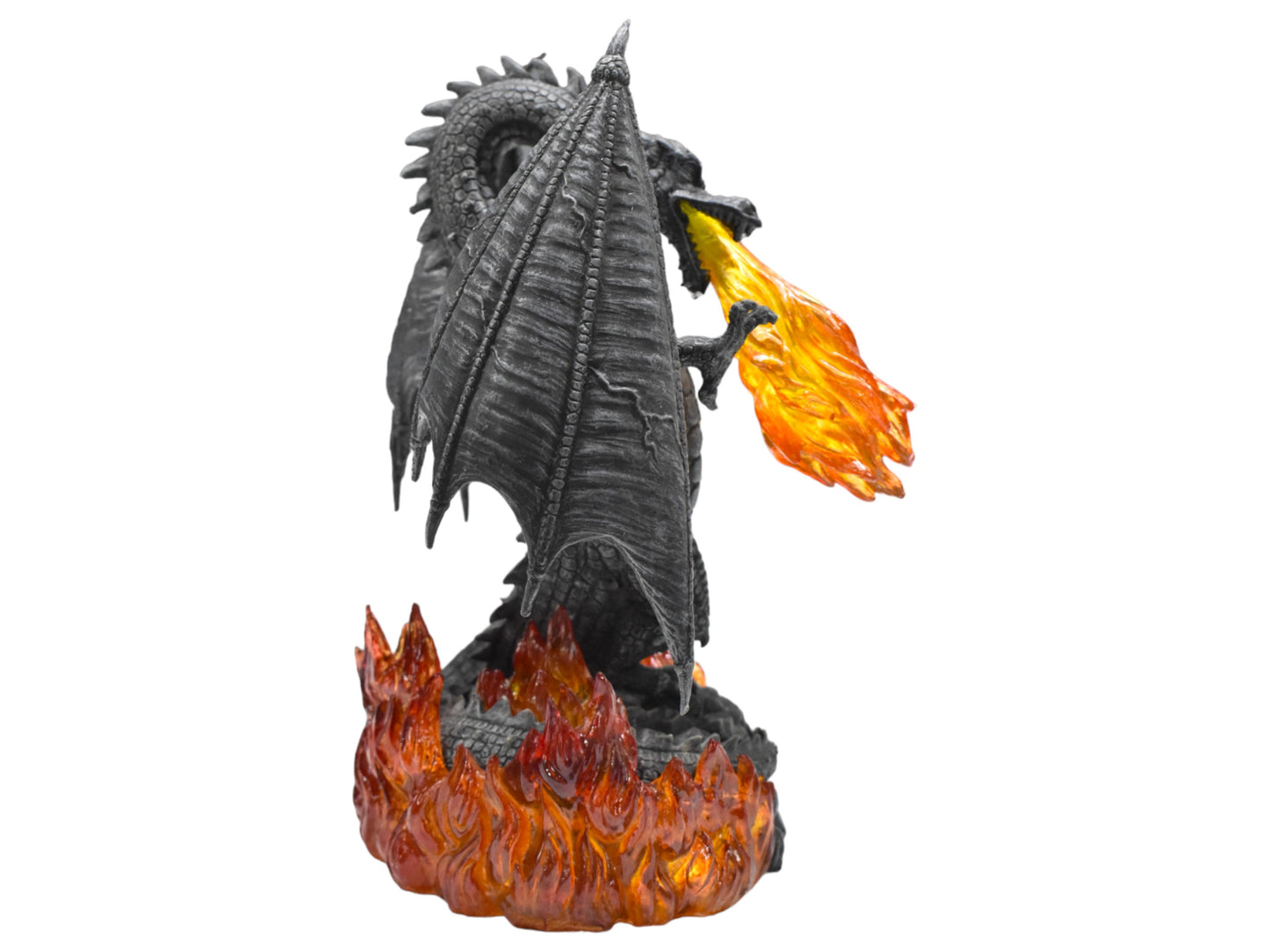 Ejderha Dekoratif Heykel | Soğuk Döküm Reçine El Boyaması Ateş Püskürten Fantastik Biblo 22 cm