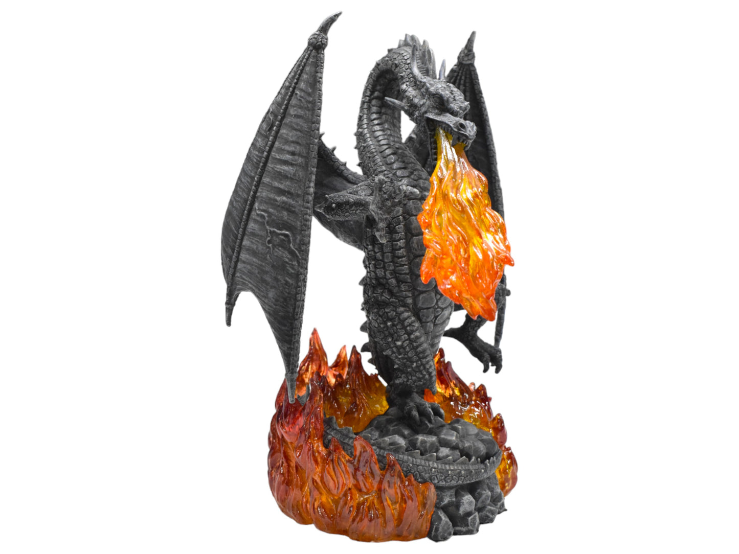 Ejderha Dekoratif Heykel | Soğuk Döküm Reçine El Boyaması Ateş Püskürten Fantastik Biblo 22 cm