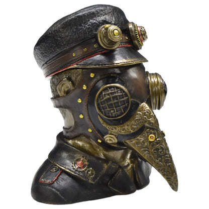 Steampunk Veba Doktoru Dekoratif Büst | Soğuk Döküm Reçine El Boyaması 15,5 cm