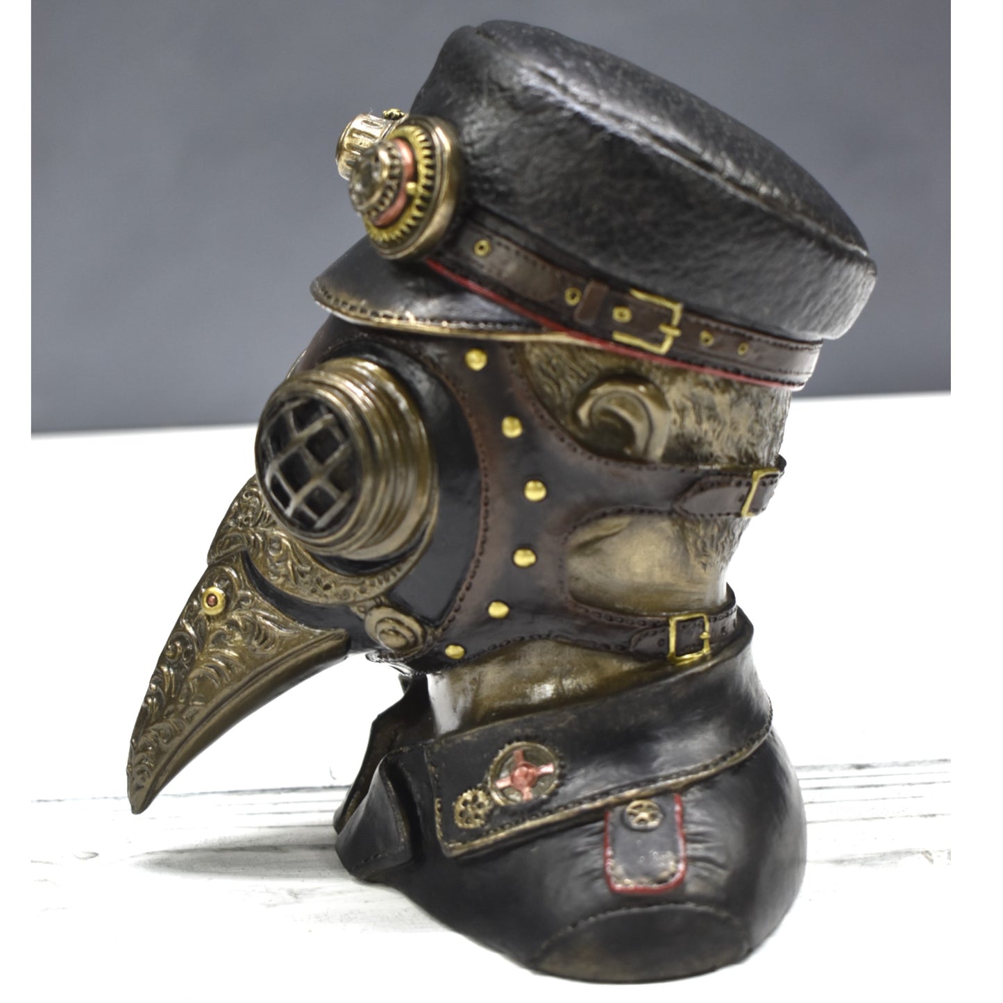 Steampunk Veba Doktoru Dekoratif Büst | Soğuk Döküm Reçine El Boyaması 15,5 cm