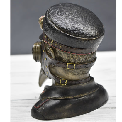 Steampunk Veba Doktoru Dekoratif Büst | Soğuk Döküm Reçine El Boyaması 15,5 cm