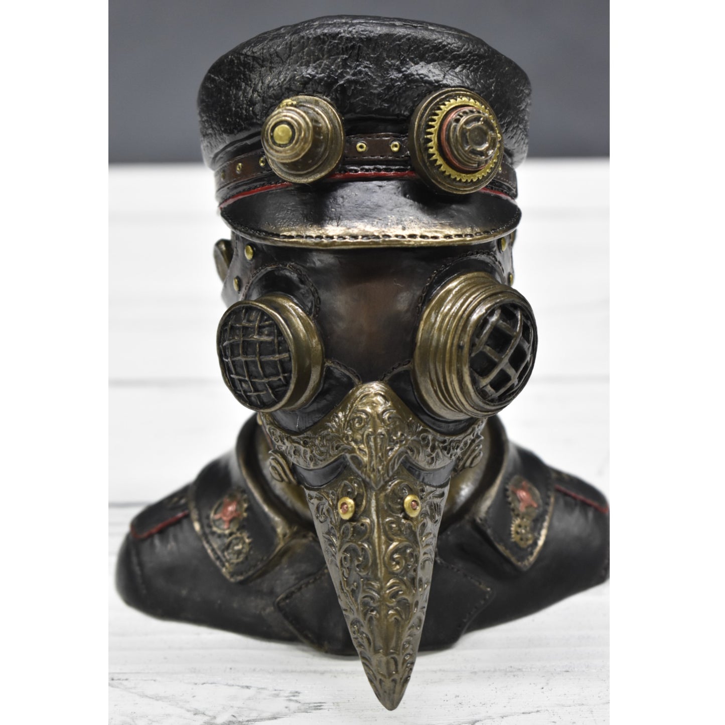 Steampunk Veba Doktoru Dekoratif Büst | Soğuk Döküm Reçine El Boyaması 15,5 cm