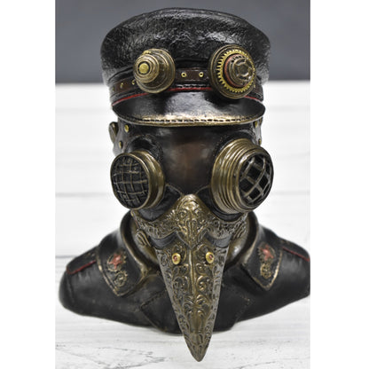 Steampunk Veba Doktoru Dekoratif Büst | Soğuk Döküm Reçine El Boyaması 15,5 cm