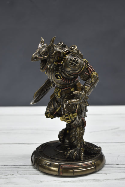 Steampunk Ejderha Golem Dekoratif Heykel | Soğuk Döküm Reçine El Boyaması 18,5 cm