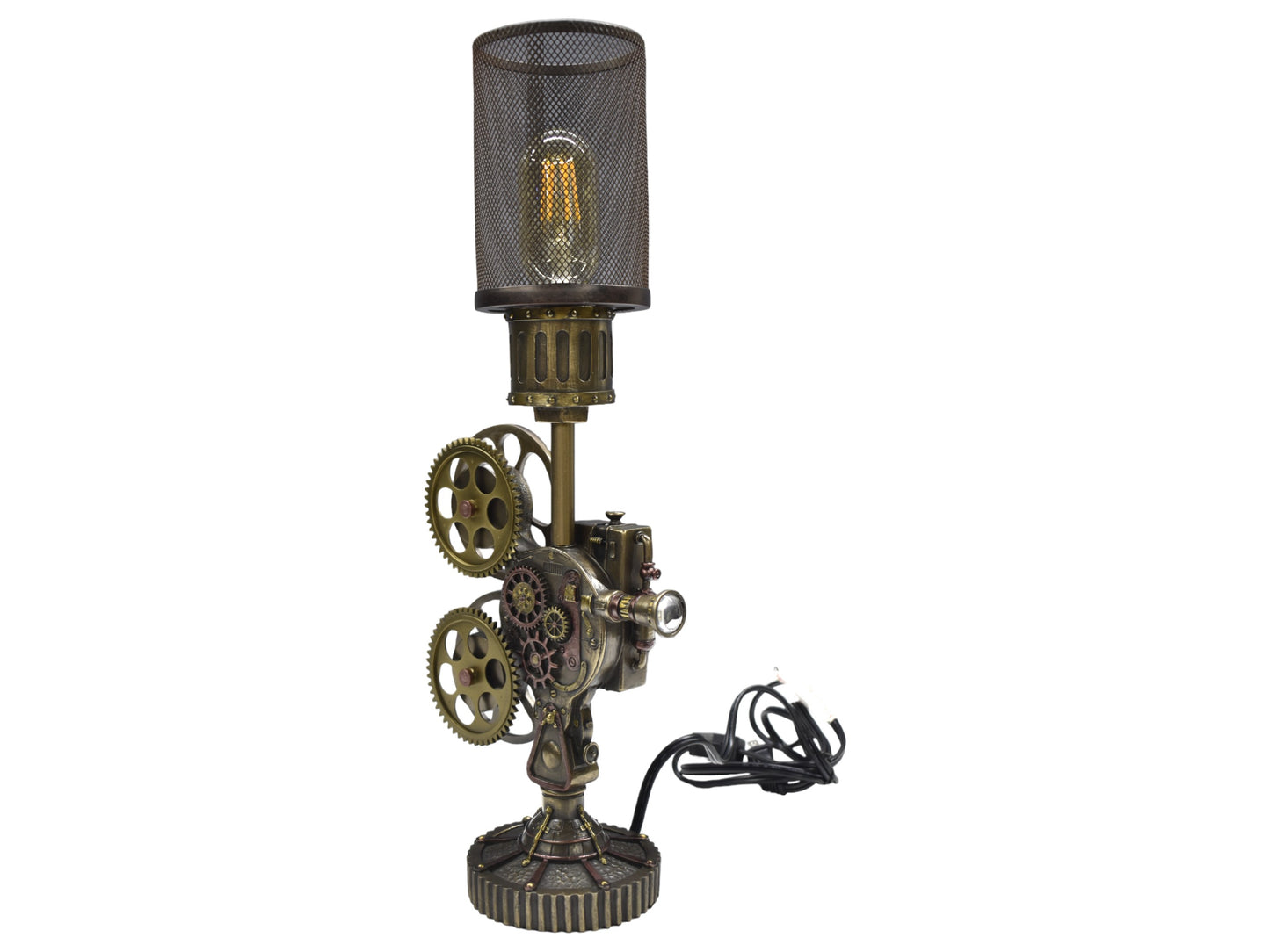 Steampunk Projektör Lamba | Endüstriyel Dekoratif Masa Lambası 46,5 cm