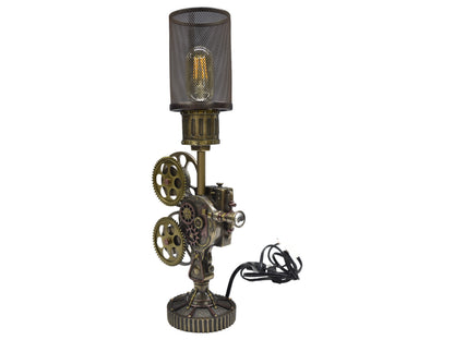 Steampunk Projektör Lamba | Endüstriyel Dekoratif Masa Lambası 46,5 cm