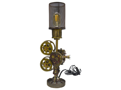 Steampunk Projektör Lamba | Endüstriyel Dekoratif Masa Lambası 46,5 cm