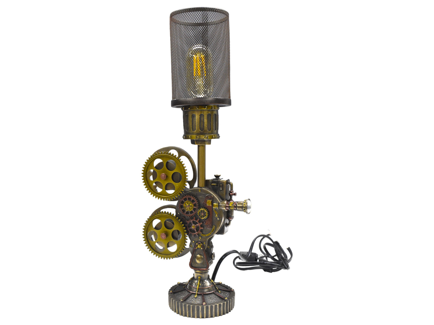 Steampunk Projektör Lamba | Endüstriyel Dekoratif Masa Lambası 46,5 cm