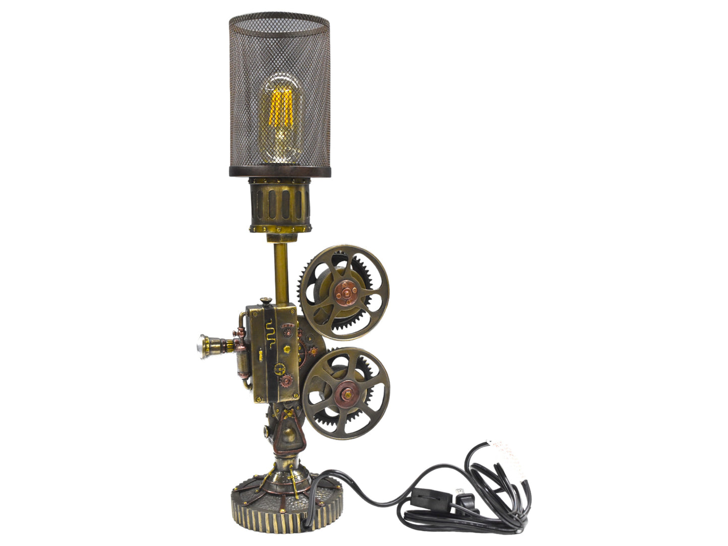 Steampunk Projektör Lamba | Endüstriyel Dekoratif Masa Lambası 46,5 cm