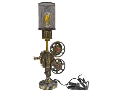 Steampunk Projektör Lamba | Endüstriyel Dekoratif Masa Lambası 46,5 cm