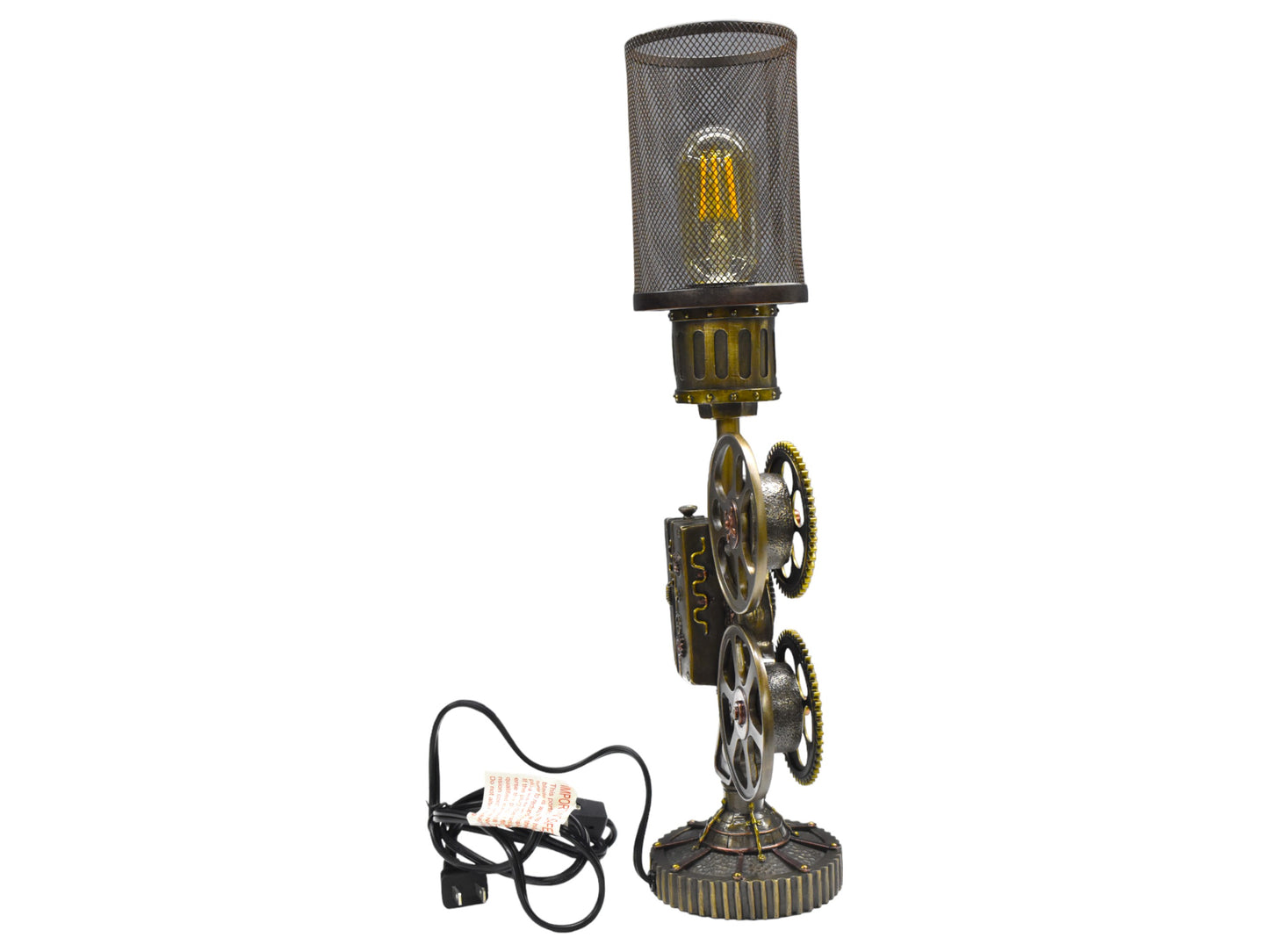 Steampunk Projektör Lamba | Endüstriyel Dekoratif Masa Lambası 46,5 cm