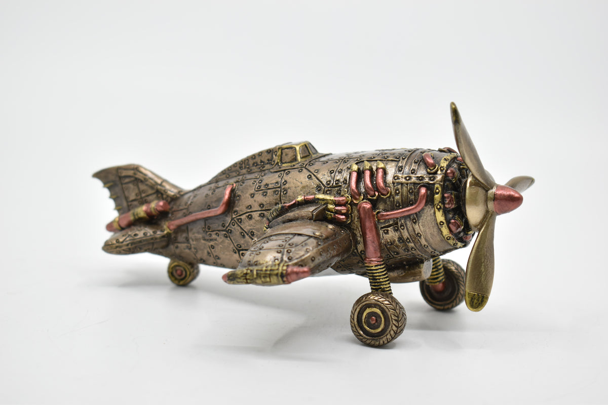 Steampunk Uçak Dekoratif Heykel | Retro Fütüristik Koleksiyon Figürü 18 cm