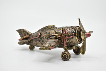 Steampunk Uçak Dekoratif Heykel | Retro Fütüristik Koleksiyon Figürü 18 cm