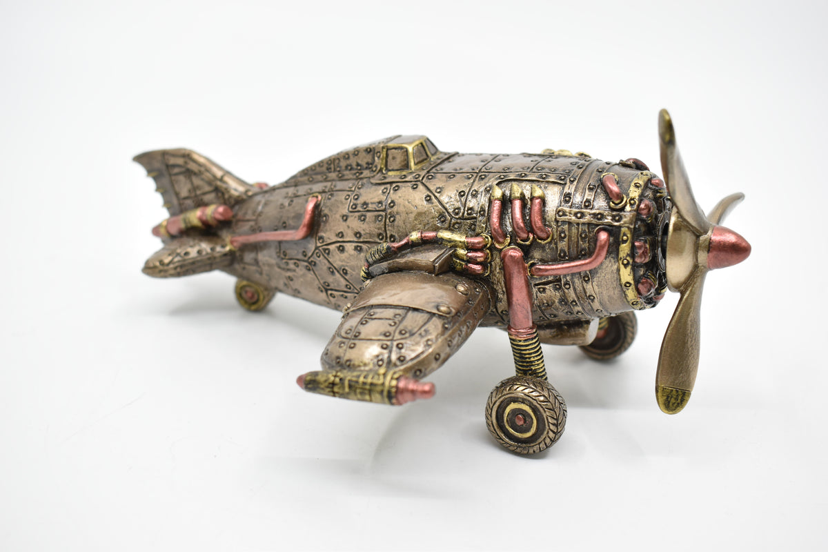 Steampunk Uçak Dekoratif Heykel | Retro Fütüristik Koleksiyon Figürü 18 cm