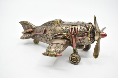 Steampunk Uçak Dekoratif Heykel | Retro Fütüristik Koleksiyon Figürü 18 cm