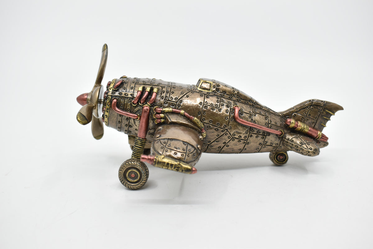 Steampunk Uçak Dekoratif Heykel | Retro Fütüristik Koleksiyon Figürü 18 cm